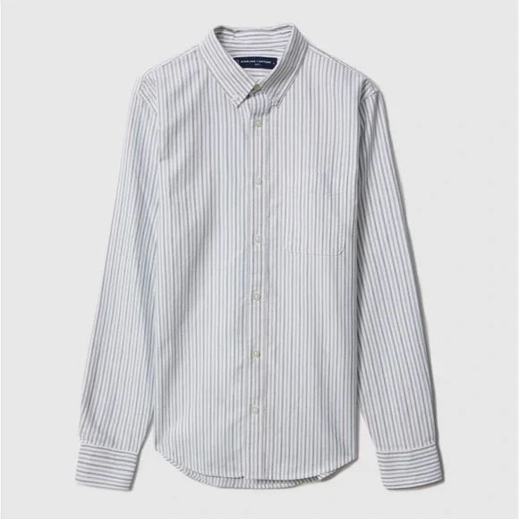 Everlane Men's Blue Striped Button Down Shirt - Picture 3 of 5